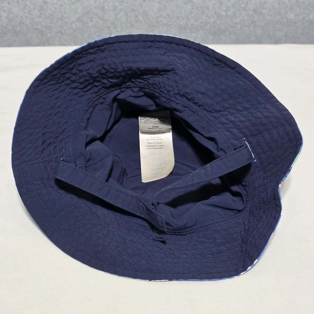 Patagonia Baby Infant Sun Bucket Hat Reversible - Fish Pattern - Size 12mo